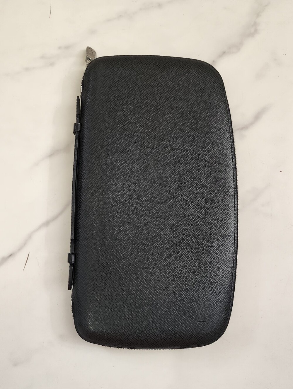 Authentic Black LV Taiga Leather Travel Wallet With Digital COA